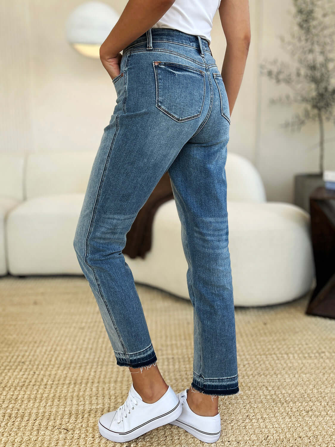 Judy Blue Full Size Mid Rise Rigid Magic Release Hem Jeans - Lily and Lavender Boutique
