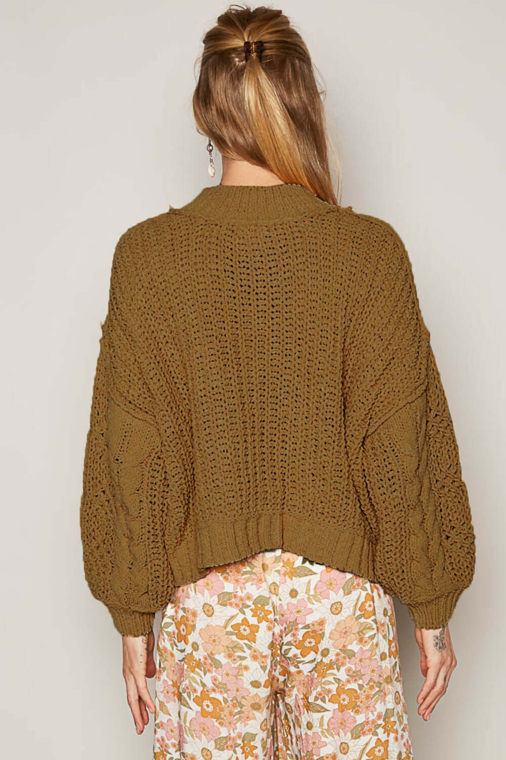 POL Mock Neck Cable Knit Sweater - Lily and Lavender Boutique
