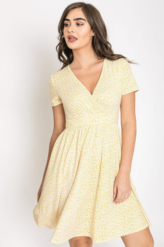 Surplice Ditsy Floral Midi Dress - Lily and Lavender Boutique