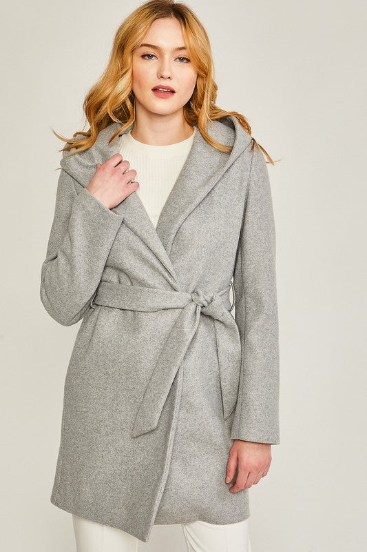 JQ Fleece Belted Hoodie Coat - Lily and Lavender Boutique