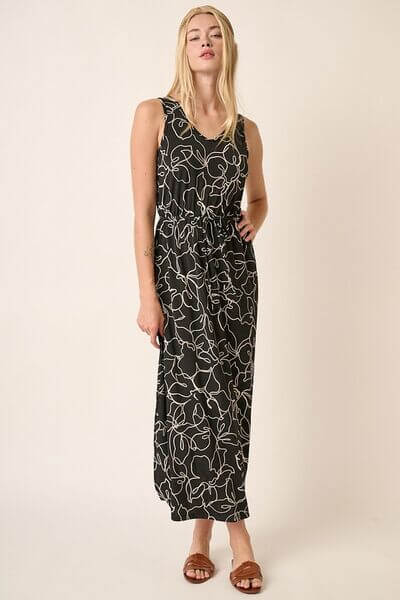 Mittoshop Side Slit Flower Print V-Neck Sleeveless Dress - Lily and Lavender Boutique