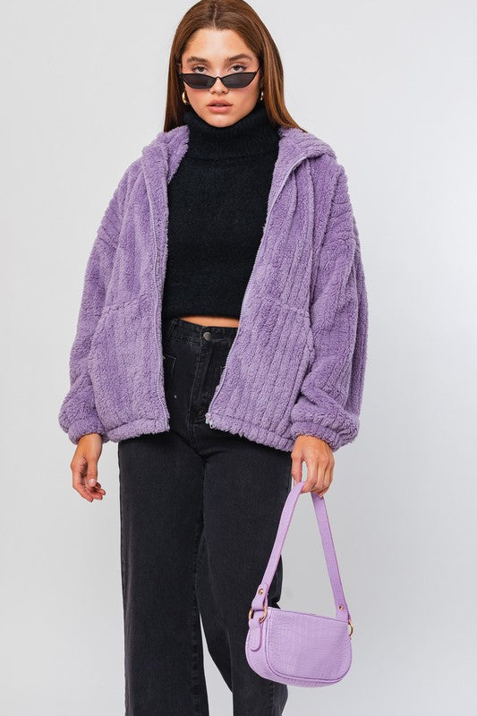 Oversized Fleece Hoodie Jacket - Lily and Lavender Boutique