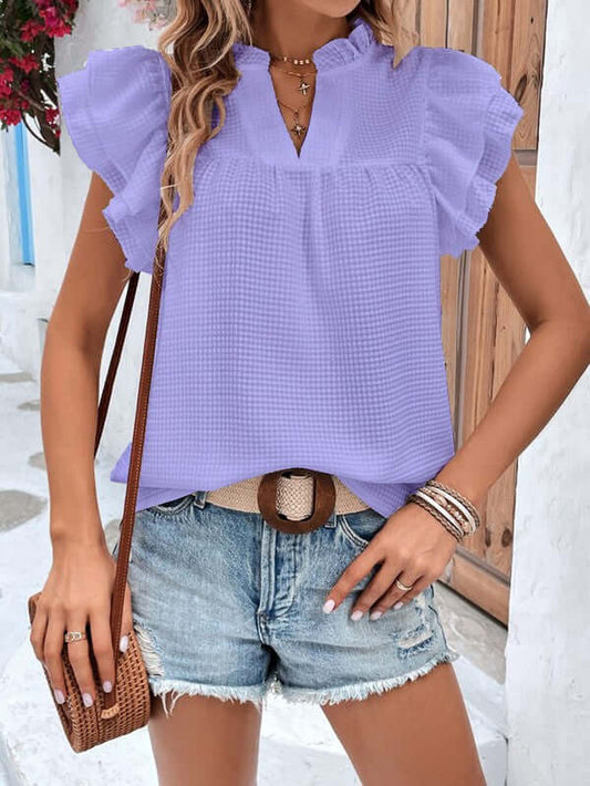 Ruffle sleeve blouse - Lily and Lavender Boutique