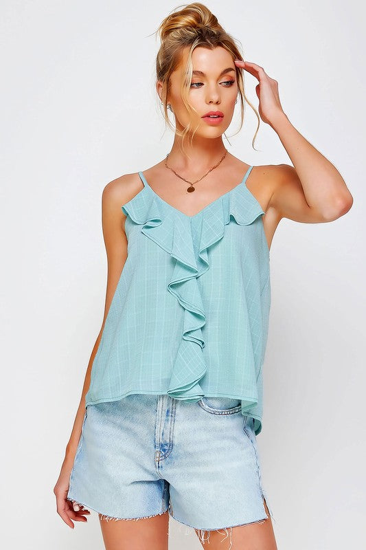 TEXTURED RUFFLE FRILL TANK TOP - Lily and Lavender Boutique
