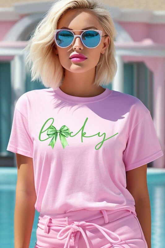 Lucky St.Patricks Day Bow Graphic Tee