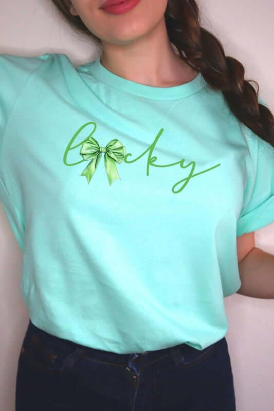 Lucky St.Patricks Day Bow Graphic Tee