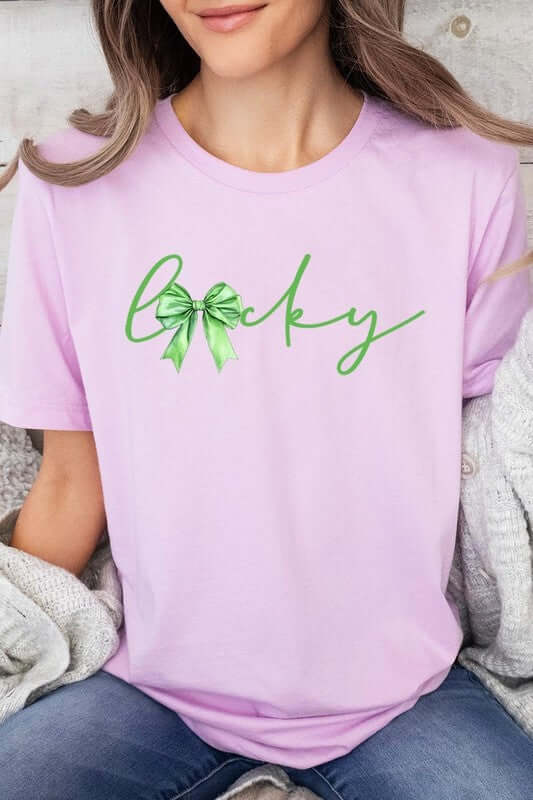 Lucky St.Patricks Day Bow Graphic Tee