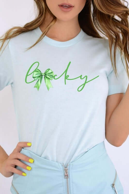 Lucky St.Patricks Day Bow Graphic Tee