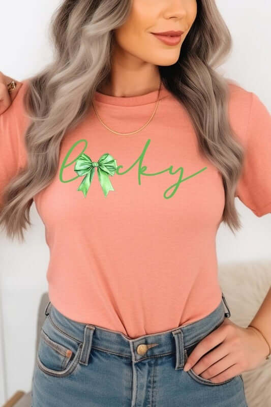 Lucky St.Patricks Day Bow Graphic Tee