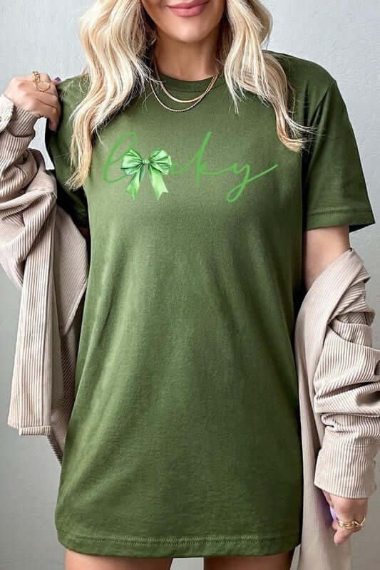 Lucky St.Patricks Day Bow Graphic Tee