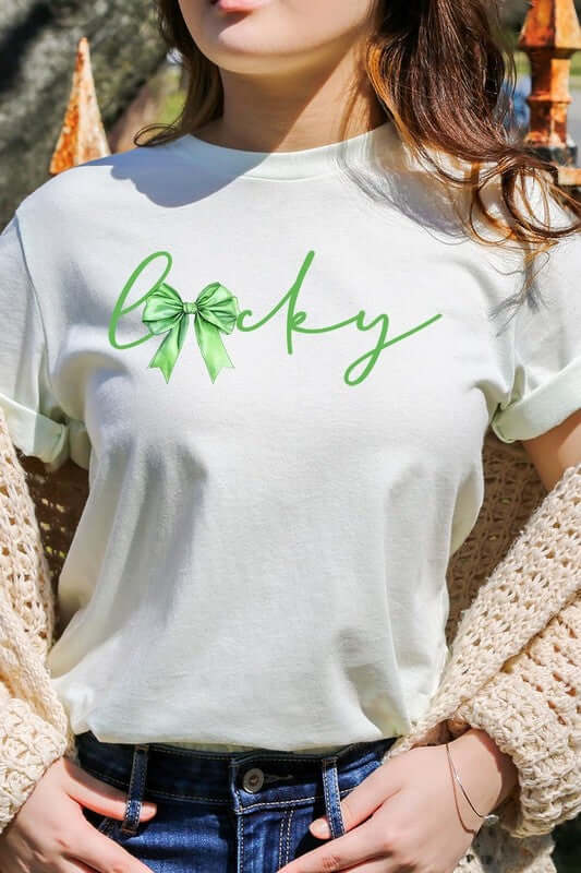 Lucky St.Patricks Day Bow Graphic Tee