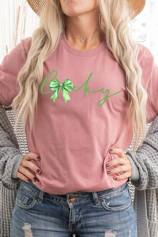 Lucky St.Patricks Day Bow Graphic Tee