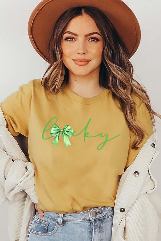 Lucky St.Patricks Day Bow Graphic Tee