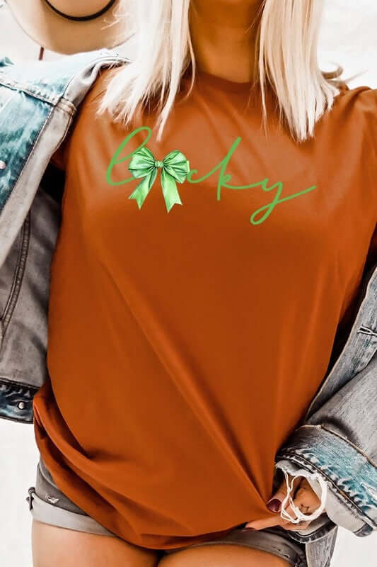 Lucky St.Patricks Day Bow Graphic Tee