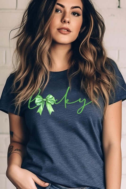 Lucky St.Patricks Day Bow Graphic Tee