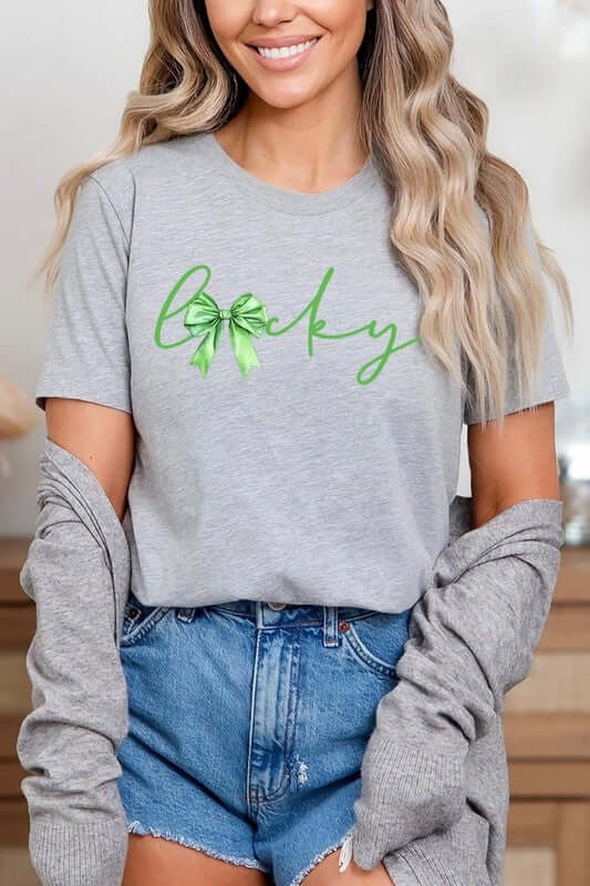 Lucky St.Patricks Day Bow Graphic Tee