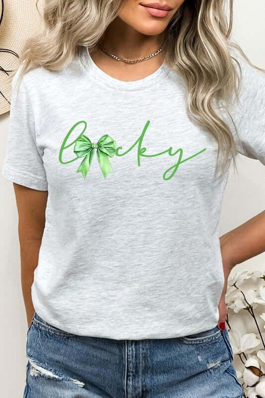 Lucky St.Patricks Day Bow Graphic Tee