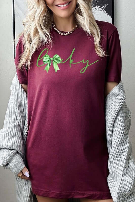 Lucky St.Patricks Day Bow Graphic Tee