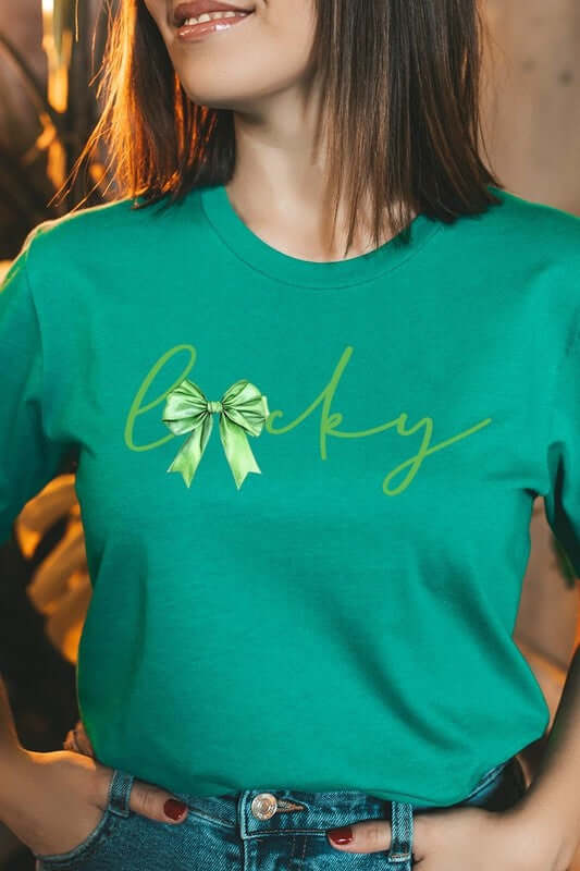 Lucky St.Patricks Day Bow Graphic Tee