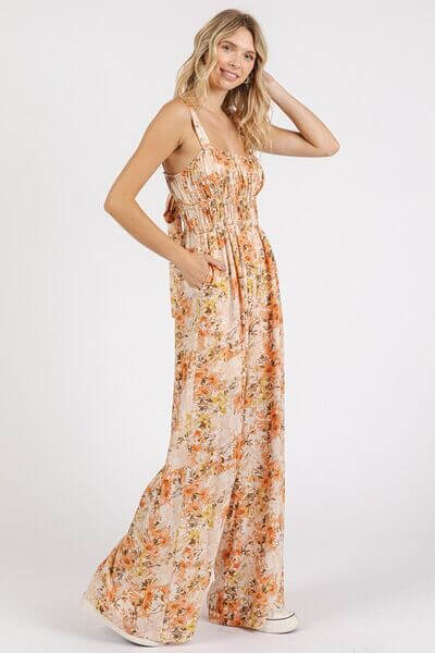 Mittoshop Flower Print Gathered Bust Sleeveless Jumpsuit - Lily and Lavender Boutique