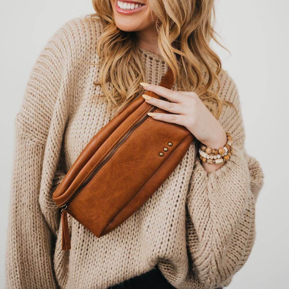 Whitley Waist Crossbody Bag: Brown - Lily and Lavender Boutique