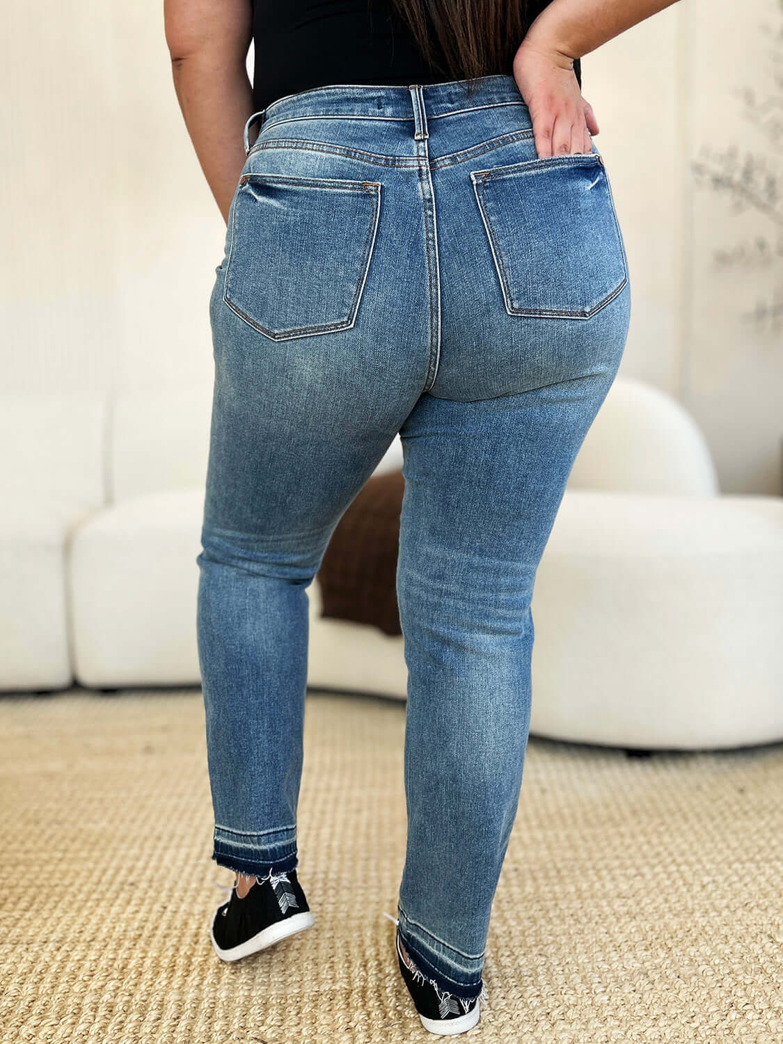 Judy Blue Full Size Mid Rise Rigid Magic Release Hem Jeans - Lily and Lavender Boutique