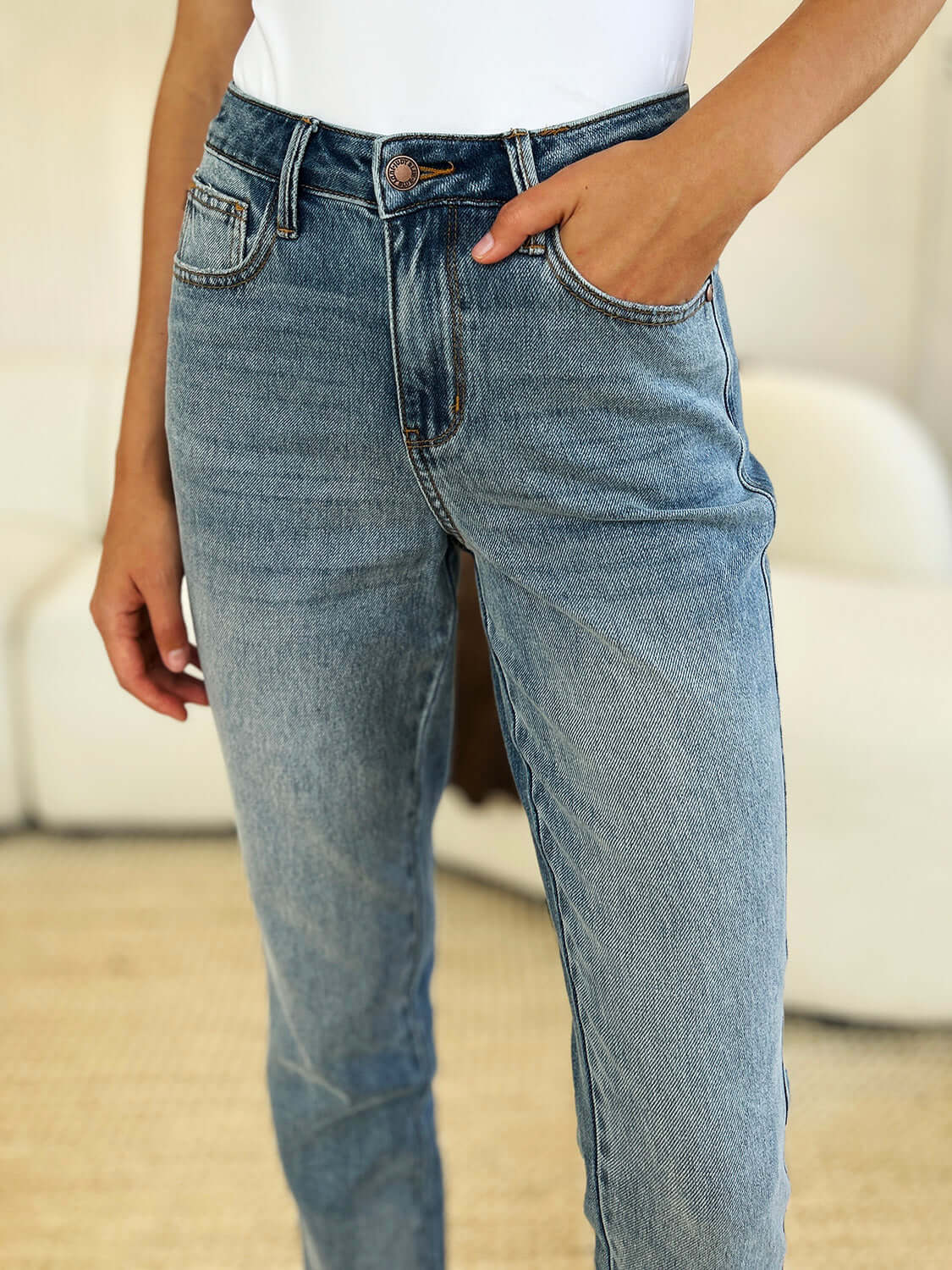 Judy Blue Full Size Mid Rise Rigid Magic Release Hem Jeans - Lily and Lavender Boutique