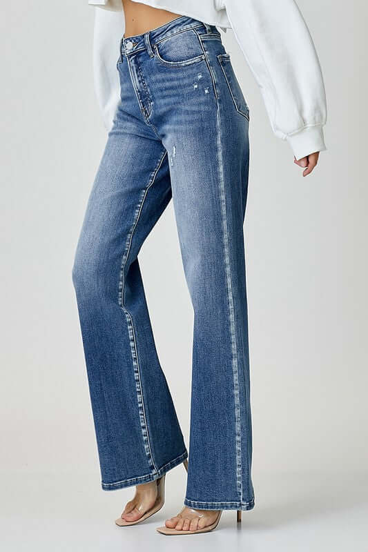 RISEN High Waist Jeans with Pockets - Lily and Lavender Boutique