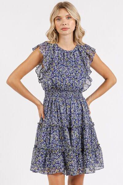 Mittoshop Ditsy Floral Print Ruffle Chiffon Mini Dress - Lily and Lavender Boutique