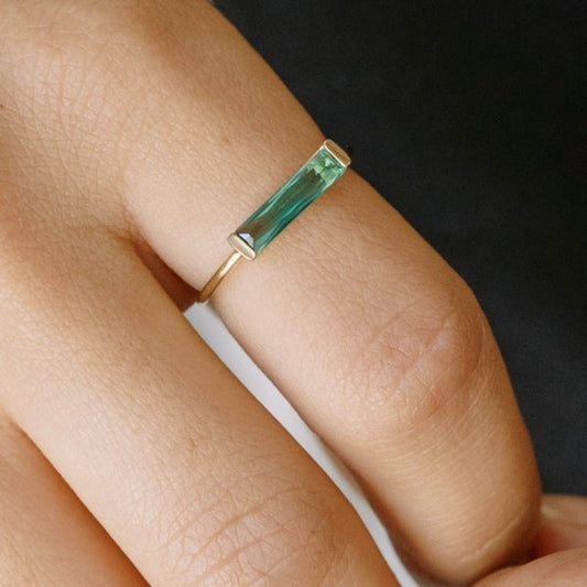 Lorena Baguette Ring (Spring Green) - Lily and Lavender Boutique