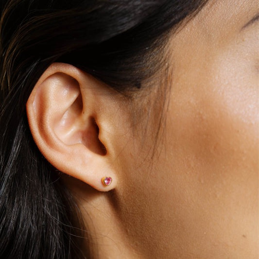 Pink Crystal Heart Stud Earrings - Lily and Lavender Boutique