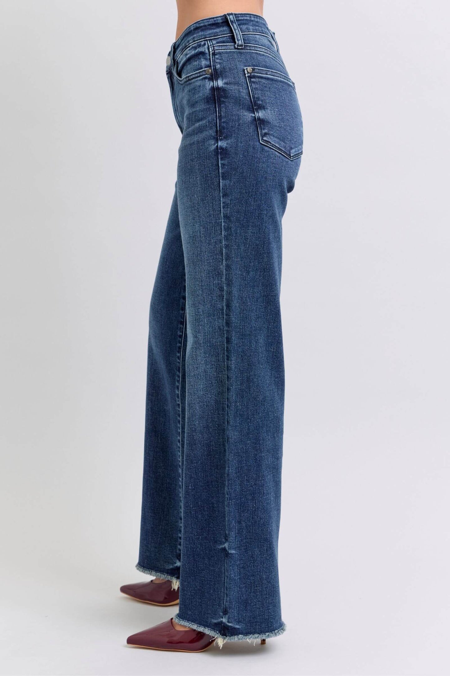 Judy Blue Full Size Raw Hem Mid Rise Jeans - Lily and Lavender Boutique
