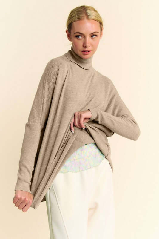 Davi & Dani Turtleneck Long Sleeve Knit Top - Lily and Lavender Boutique