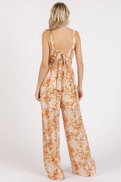 Mittoshop Flower Print Gathered Bust Sleeveless Jumpsuit - Lily and Lavender Boutique