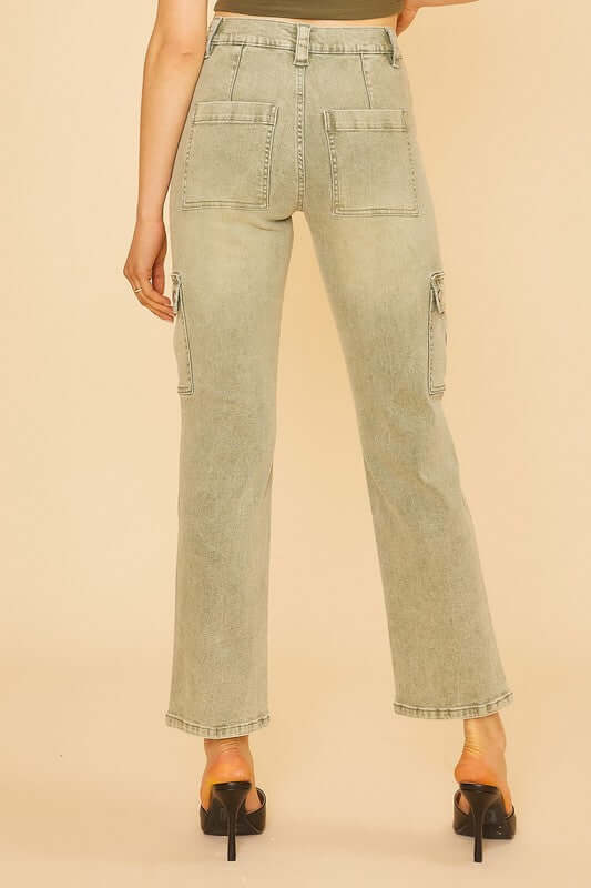 Annie Wear Straight Leg Jeans with Cargo Pockets