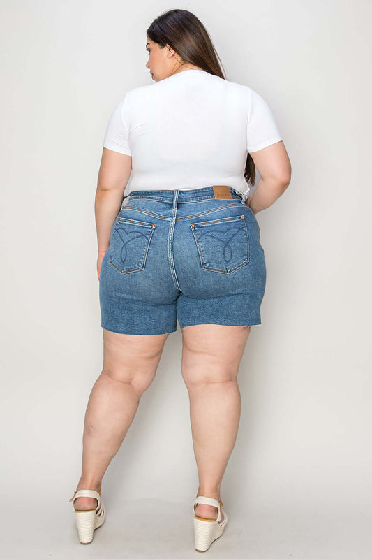 Judy Blue Full Size High Waist Slim Denim Shorts - Lily and Lavender Boutique