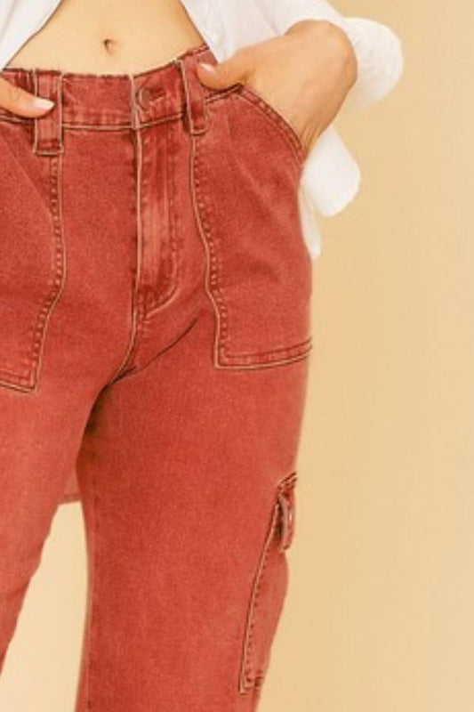 Annie Wear Straight Leg Jeans with Cargo Pockets - Lily and Lavender Boutique