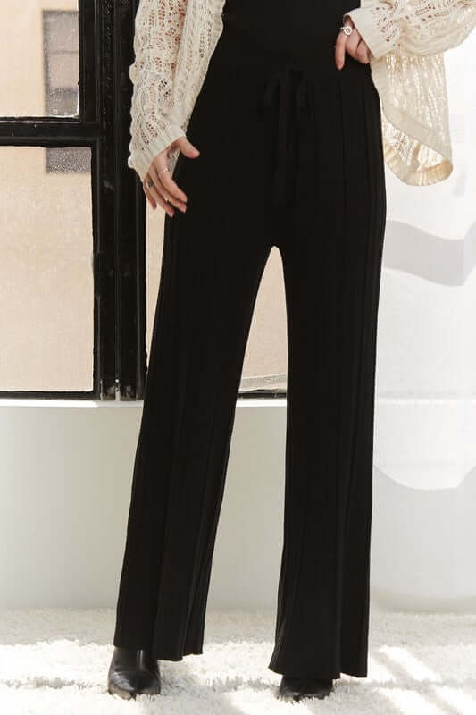 ADORA Tied Wide Leg Knit Pants - Lily and Lavender Boutique