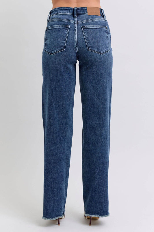 Judy Blue Full Size Raw Hem Mid Rise Jeans - Lily and Lavender Boutique