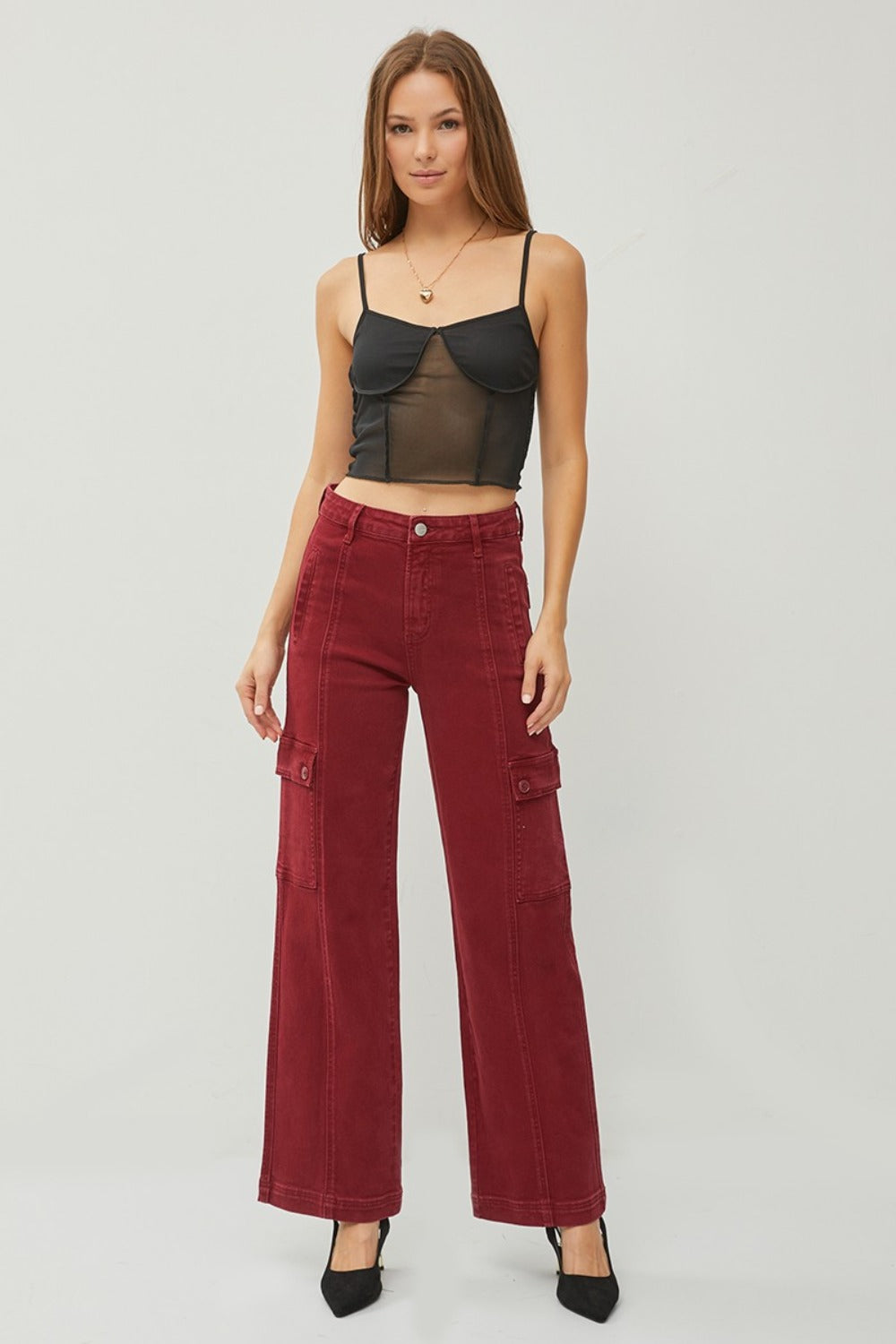 RISEN Full Size High Rise Wide Leg Cargo Jeans - Lily and Lavender Boutique