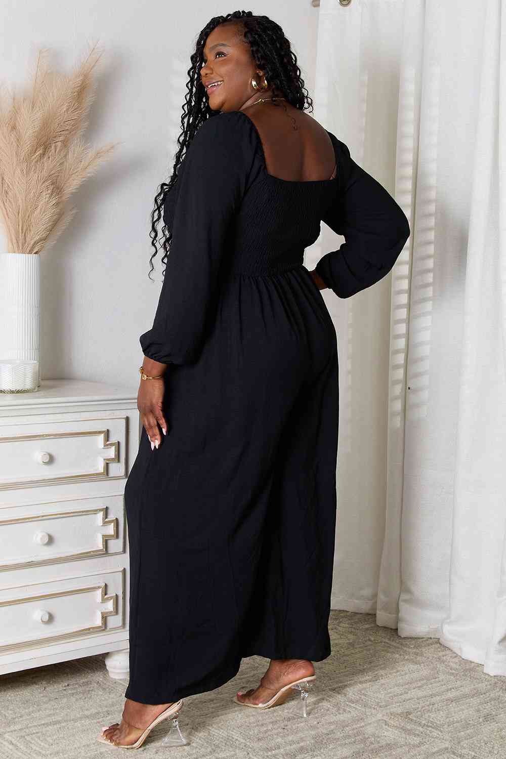 Double Take Square Neck Jumpsuit with Pockets - Lily and Lavender Boutique