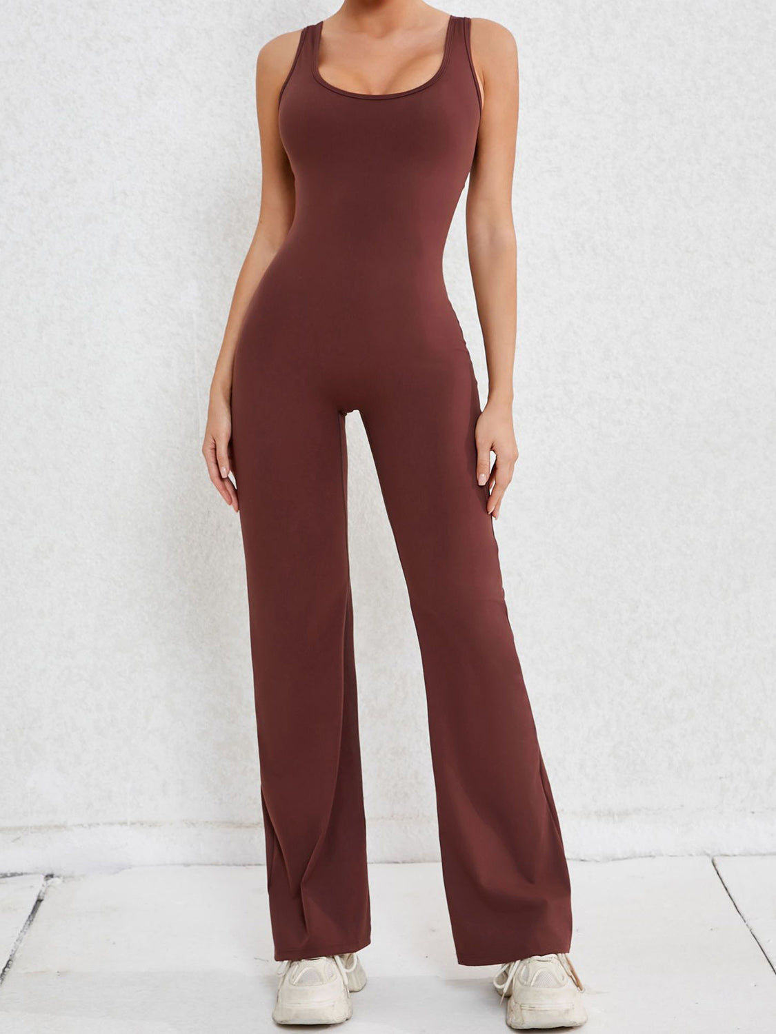 Cutout Wide Strap Scoop Neck Active Jumpsuit - Lily and Lavender Boutique