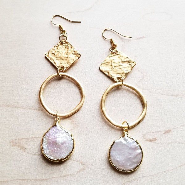 Brushed Gold Freshwater Pearl Dangle Earrings - Lily and Lavender Boutique