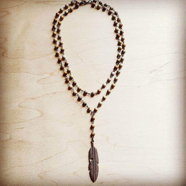 Double strand lariat picture jasper necklace - Lily and Lavender Boutique