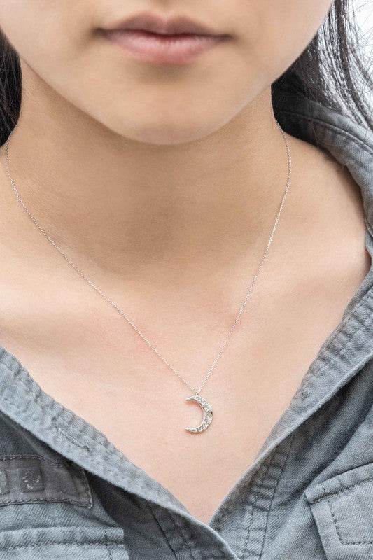 Crescent Moon Hammered Necklace - Lily and Lavender Boutique