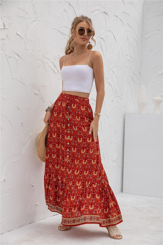 Womens Print Maxi Skirt - Lily and Lavender Boutique