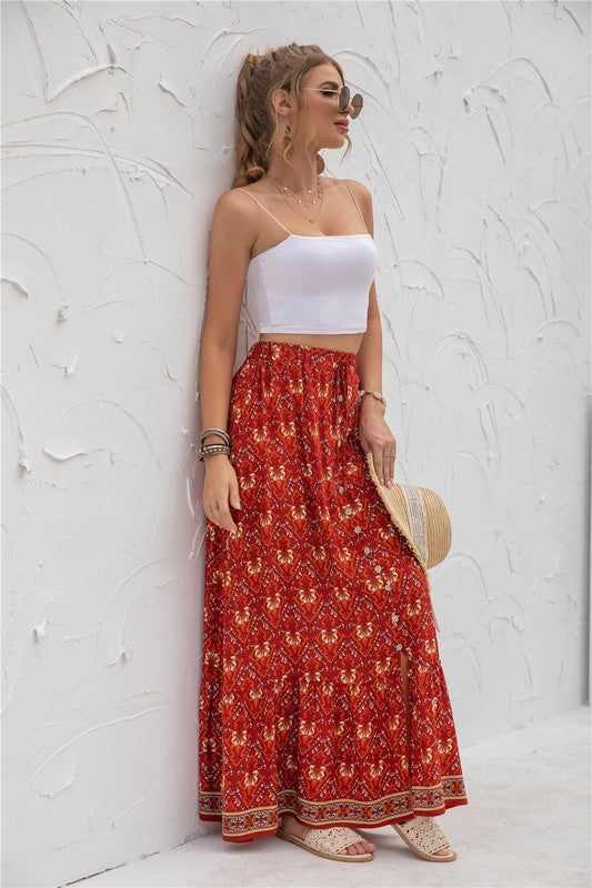 Womens Print Maxi Skirt - Lily and Lavender Boutique