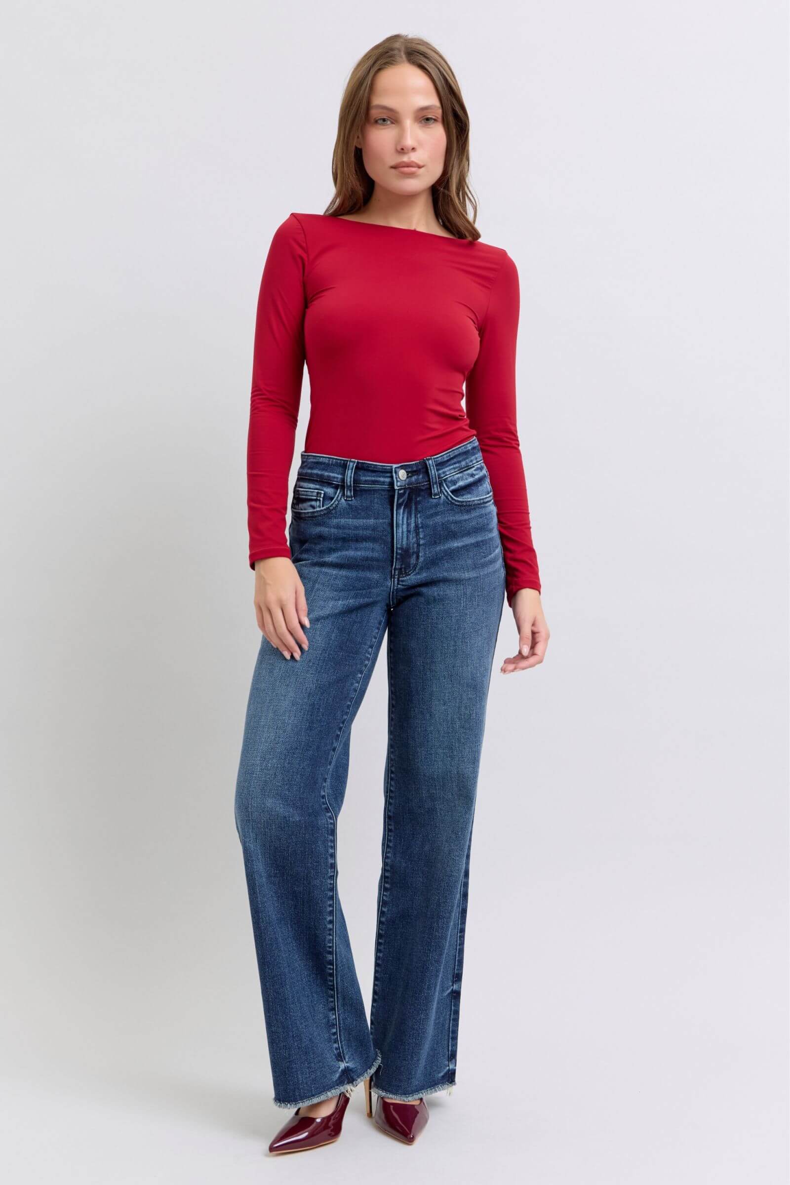 Judy Blue Full Size Raw Hem Mid Rise Jeans - Lily and Lavender Boutique
