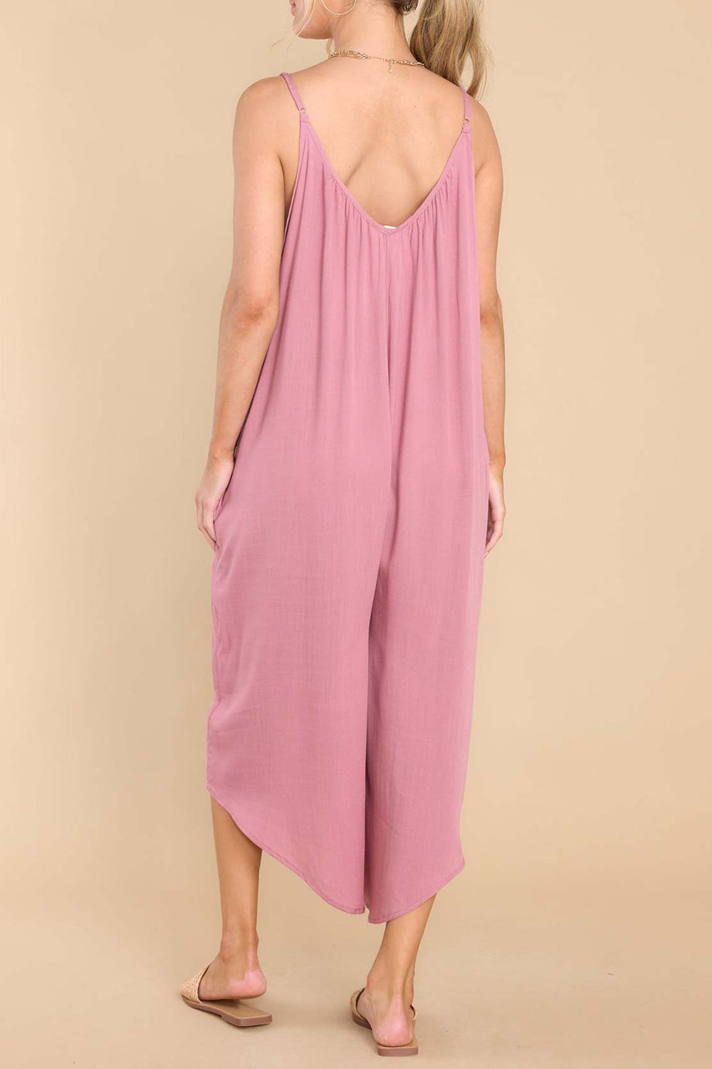 Pocketed Spaghetti Strap V-Neck Jumpsuit - Lily and Lavender Boutique