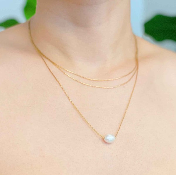 Layered Freshwater Pearl Pendant Necklace - Lily and Lavender Boutique